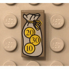 Part 3069bpb005 Tile 1 x 2 with HP Money Purse and Coins Pattern 